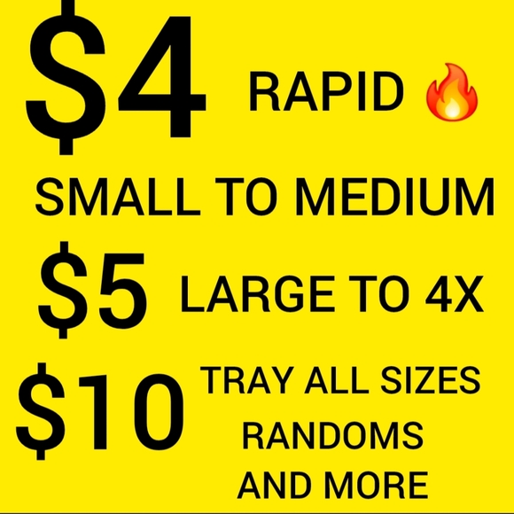 $4 RUNS SIZES SMALL TO M➡️$5 Large To 4X➡️$10 PLUS SIZE TRAY AND RANDOMS - Picture 1 of 1